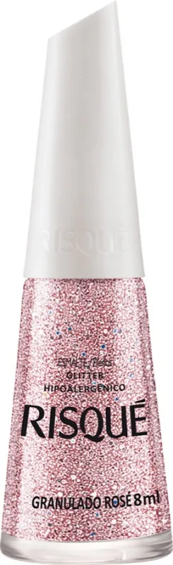 RISQUE ESM 8ML GLITTER GRANULADO ROSE