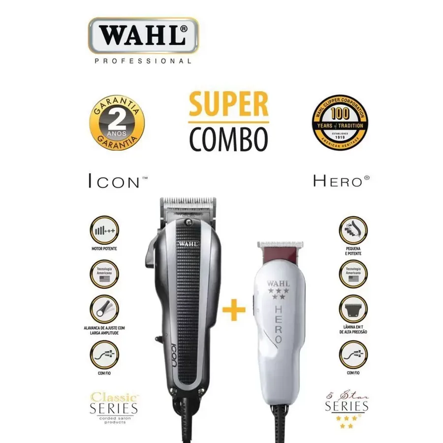 WAHL KIT PARA CORTE DE CABELO ICON 127V E HERO