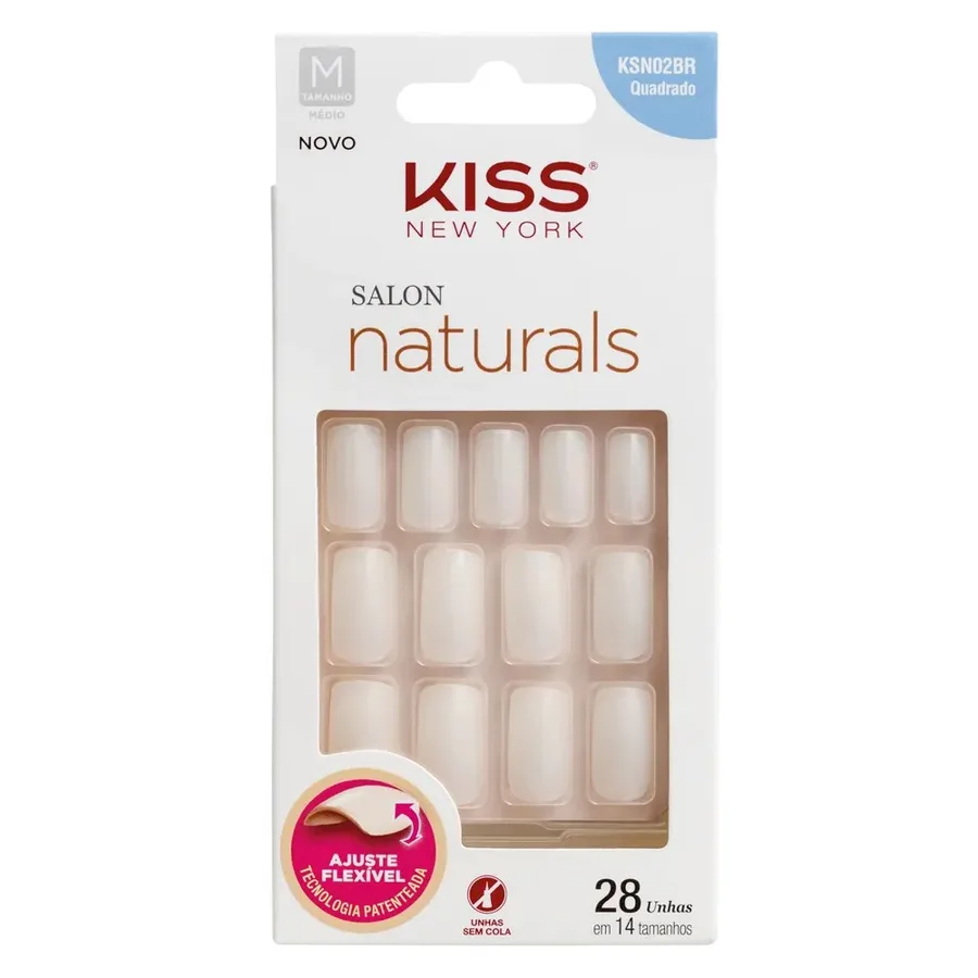 KISS NY UNHAS SALON NATURAL MEDIO QUADR-KSN02BR
