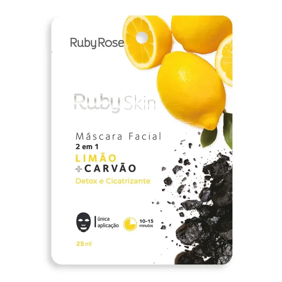 RUBY ROSE MASC FACIAL DE TECIDO LIMAO E CARVAO