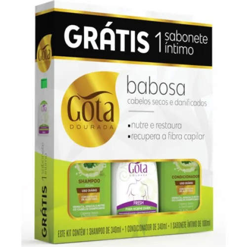 GOTA DOURADA KIT 340ML SH+COND USO DIARIO BABOSA