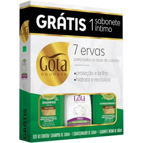 GOTA DOURADA KIT 340ML SH+COND USO DIARIO LEITE CO