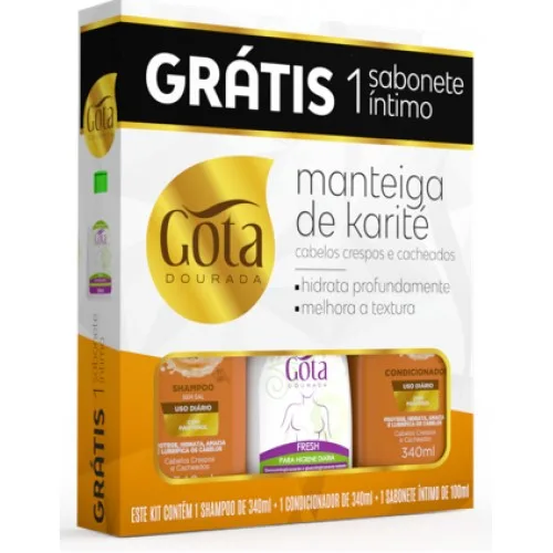 GOTA DOURADA KIT 340ML SH+COND USO DIARIO MANTEIGA