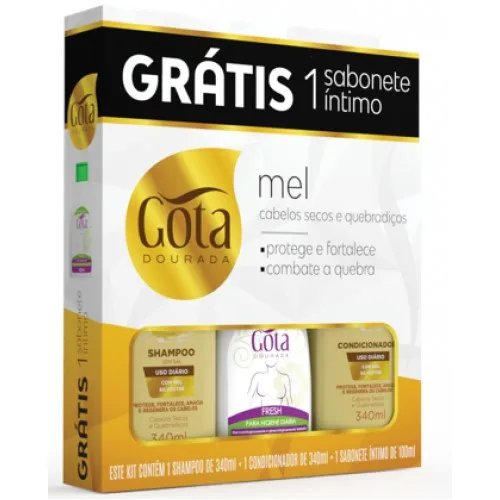 GOTA DOURADA KIT 340ML SH+COND USO DIARIO MEL