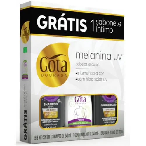 GOTA DOURADA KIT 340ML SH+COND USO DIARIO MELANINA
