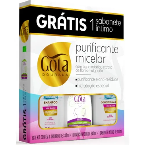 GOTA DOURADA KIT 340ML SH+COND USO DIARIO MICELAR