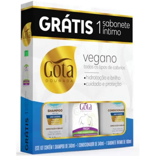 GOTA DOURADA KIT 340ML SH+COND USO DIARIO VEGANO