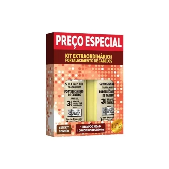 GOTA DOURADA KIT 300ML SH+COND EXTRA COMBATE