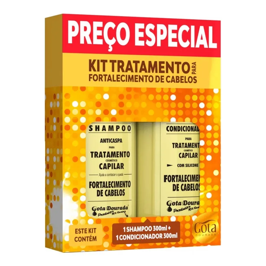 GOTA DOURADA KIT SH+COND 300ML FORTALECIMENTO CABE