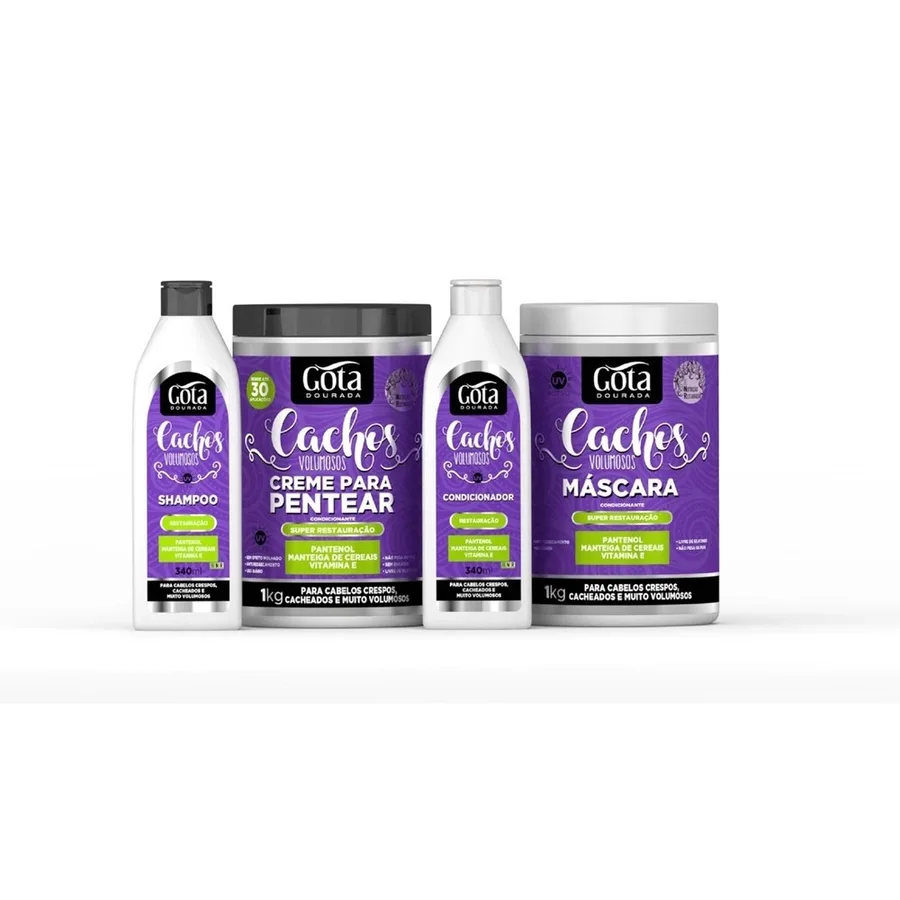 GOTA DOURADA KIT CACHOS VOLUMOSOS