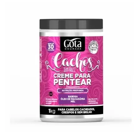 GOTA DOURADA CR 1KG PENTEAR CACHOS SEM FRIZZ