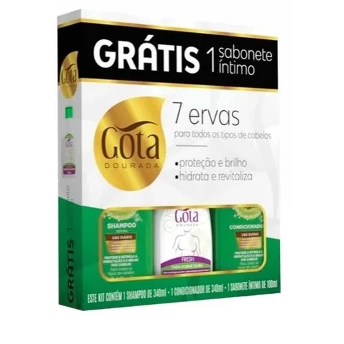 GOTA DOURADA KIT 340ML 7 ERVAS +SAB INTIMO FRESH