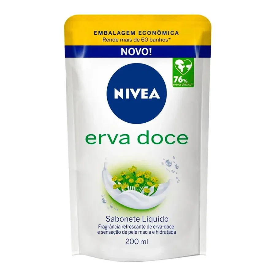 NIVEA SABONETE LIQ 200ML ERVA DOCE REFIL