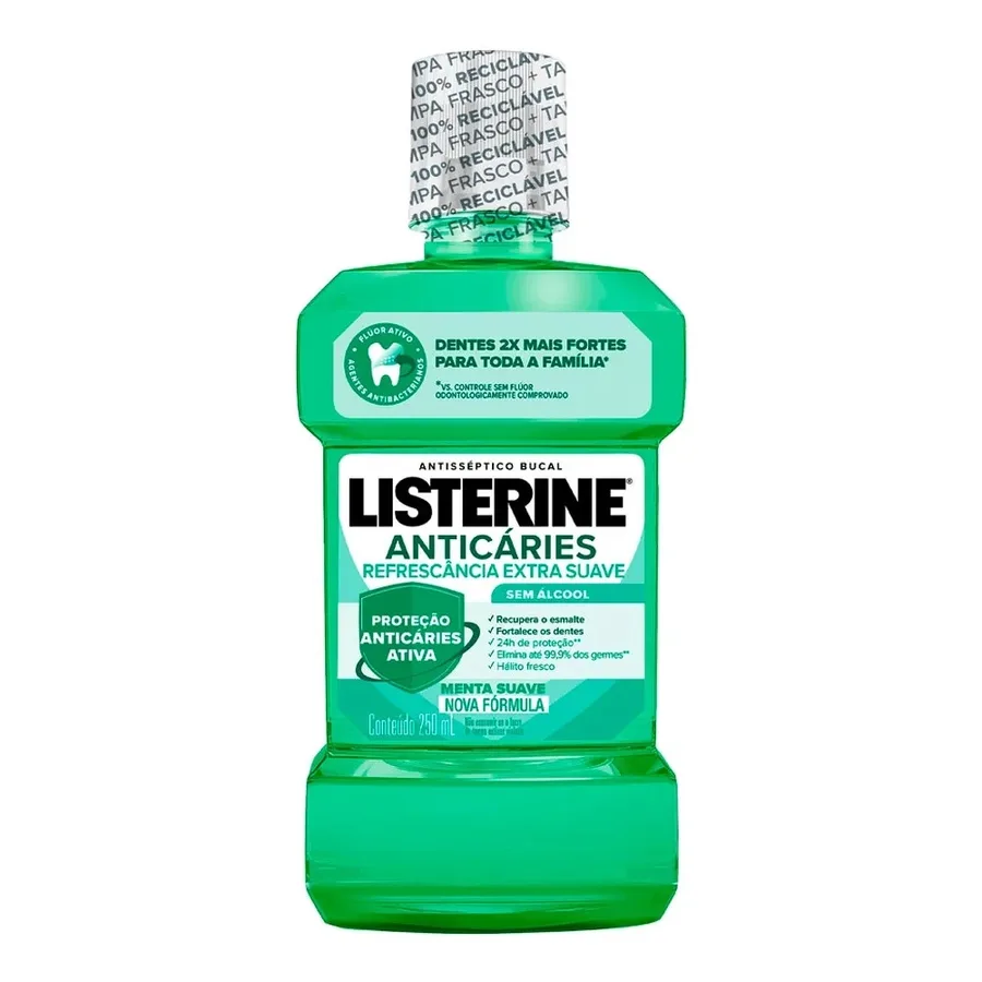 LISTERINE ANTISSEP BUCAL 250ML ANTICARIES ZERO ALC