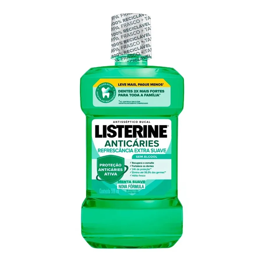 LISTERINE ANTISSEP BUCAL 500ML ANTICARIES ZERO ALC