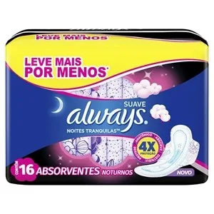 ALWAYS ABSORVENTE C/ABAS NOTURNO SUAVE 16UN