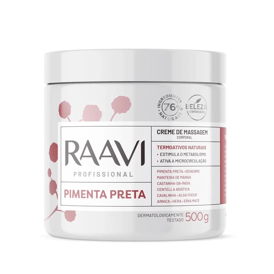 RAAVI CR 500G MASSAGEM PIMENTA PRETA