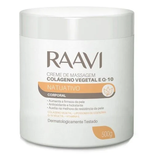 RAAVI CR 500G MASSAGEM CORP Q10 COLAGENO VEGETAL