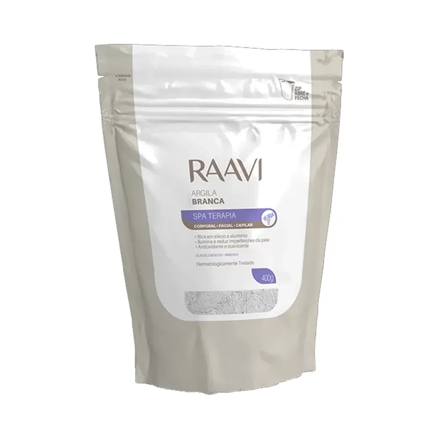 RAAVI ARGILA 400G BRANCA CORPOR FACIAL CAPILA FLER