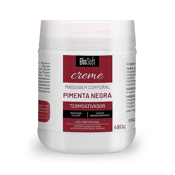 SOFTHAIR CREME 680G MASSAGEM CORPORAL PIMENTA NEGR