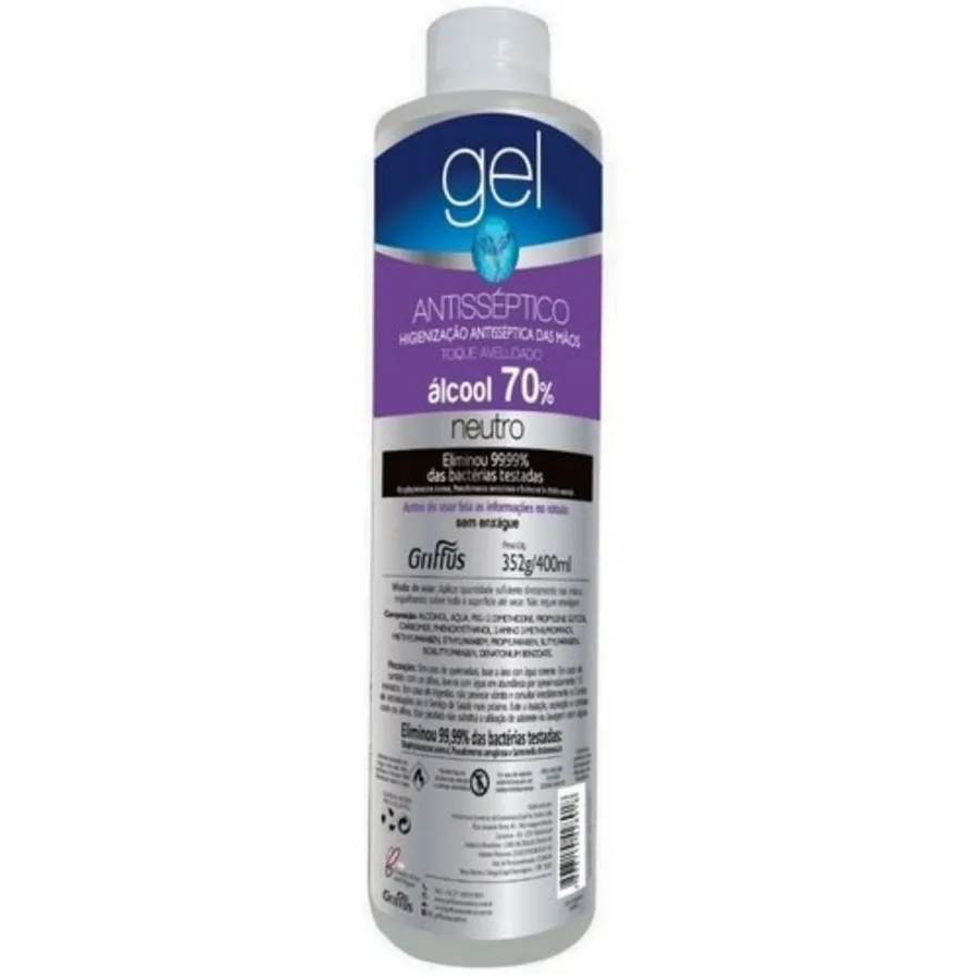 GRIFFUS GEL 352G HIGIEN ANTISSEPTICA MAOS NEUTRO
