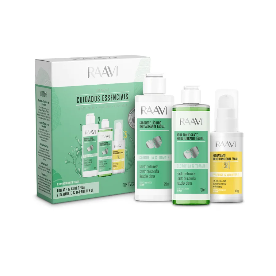 RAAVI KIT FACIAL CUIDADOS ESSENCIAIS