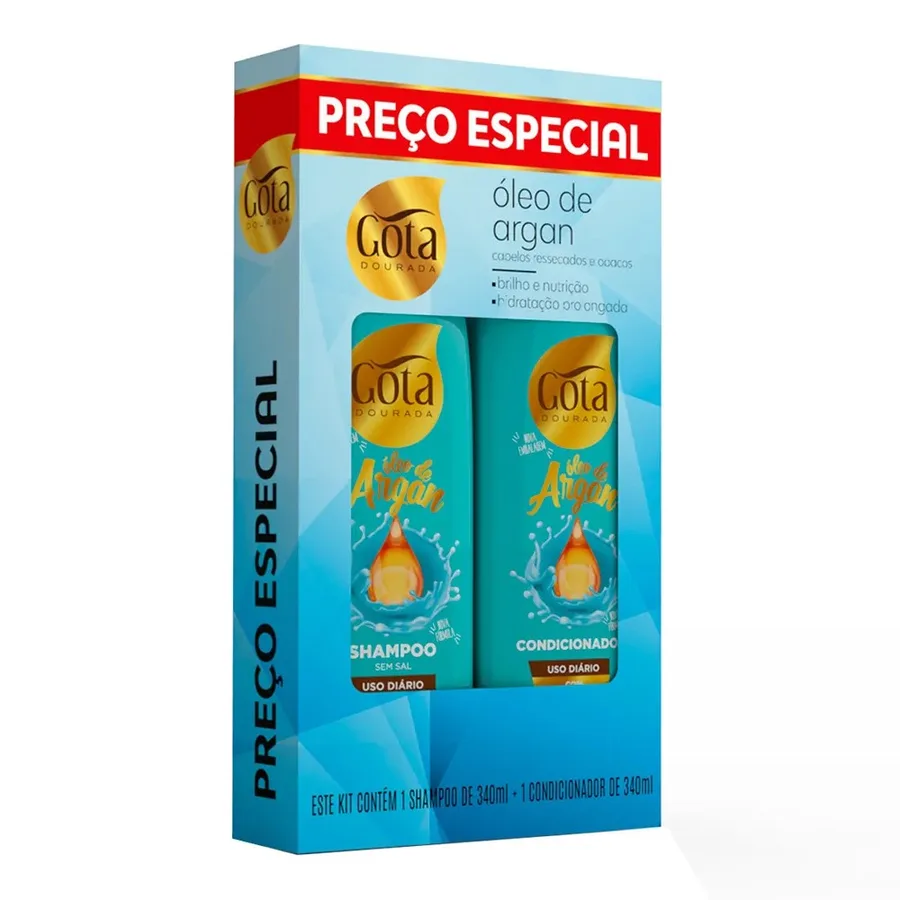 GOTA DOURADA KIT 340ML SH+COND USO DIARIO ARGAN