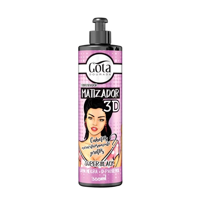 GOTA DOURADA MATIZADOR 300ML 3D SUPER BLACK