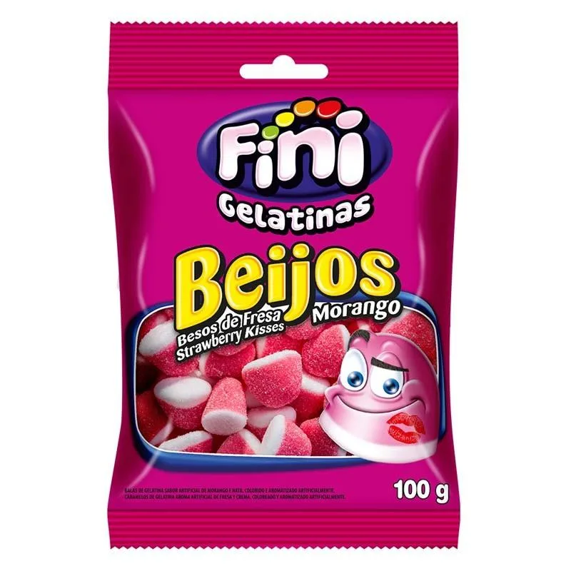FINI BALA GEL 90G BEIJOS DE MORANGO