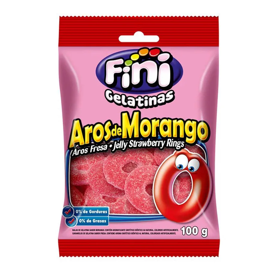 FINI BALA GEL 90G AROS MORANGO