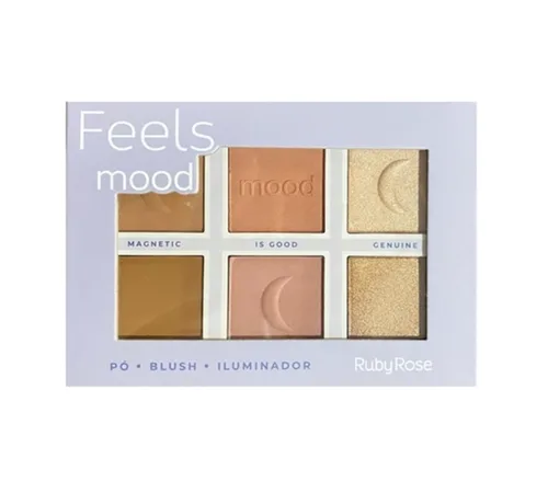 RUBY ROSE PALETA DE PO, BLUSH E ILUMIN FEELS MOOD