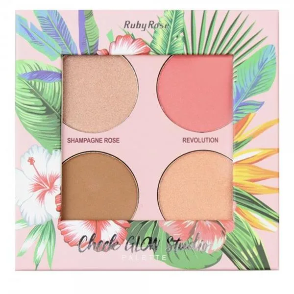 RUBY ROSE PALETA ILUMINADOR 4 COR CHEEKE GLOW STUD