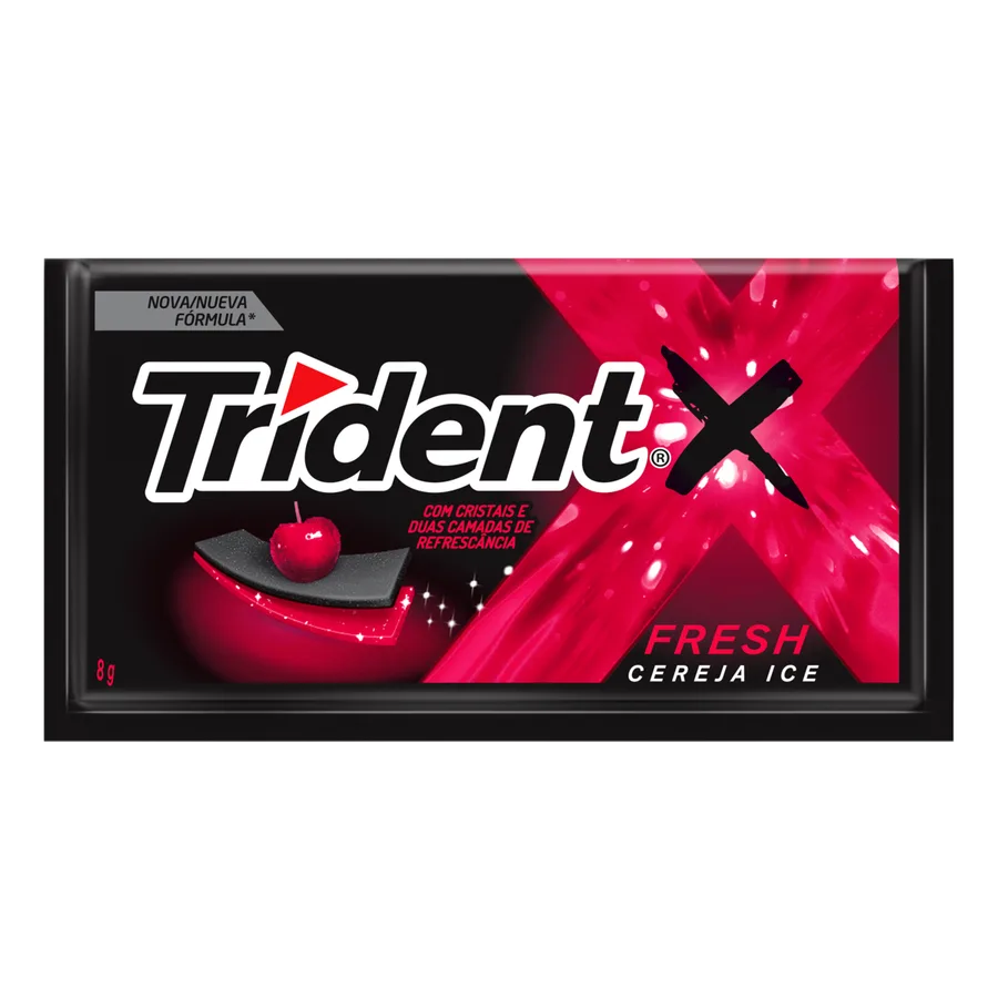 TRIDENT CHICLETE 8G FRESH 2 CAMADAS CEREJA ICE