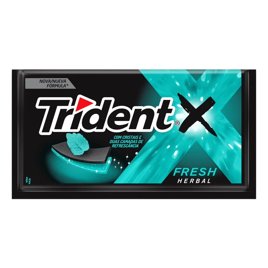 TRIDENT CHICLETE 8G FRESH 2 CAMADAS HERBAL