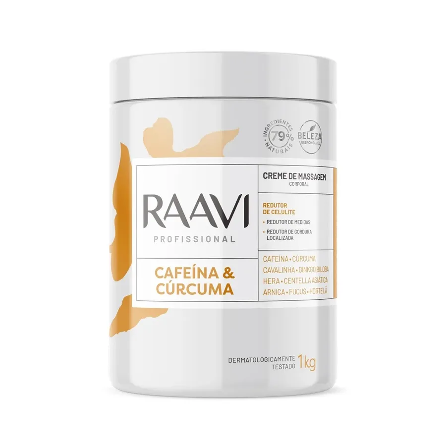 RAAVI CR 1KG MASSAGEM CAFEINA E CURCUMA