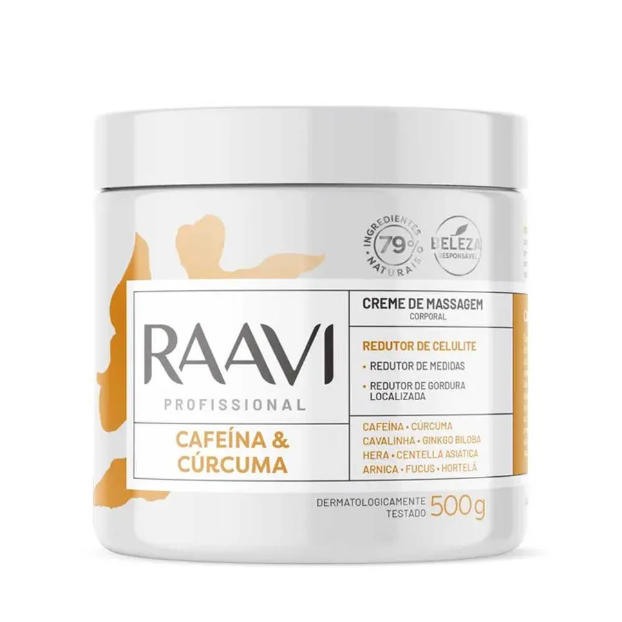 RAAVI CR 500G MASSAGEM CAFEINA E CURCUMA