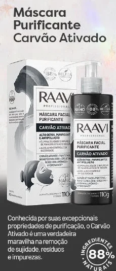 RAAVI MASCARA FACIAL 110G PURIFICANTE CARVAOA ATIV