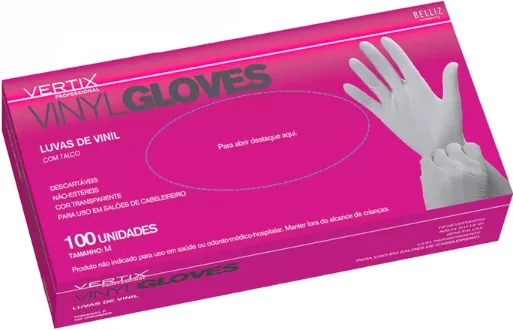 VERTIX LUVA VINIL C/100UN TAM P S/TALCO