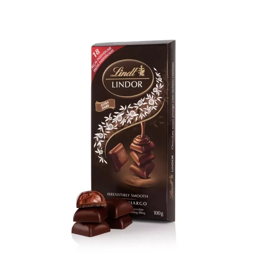 LINDT LINDOR CHOCOLATE EM BARRA 100G SINGLES DARK