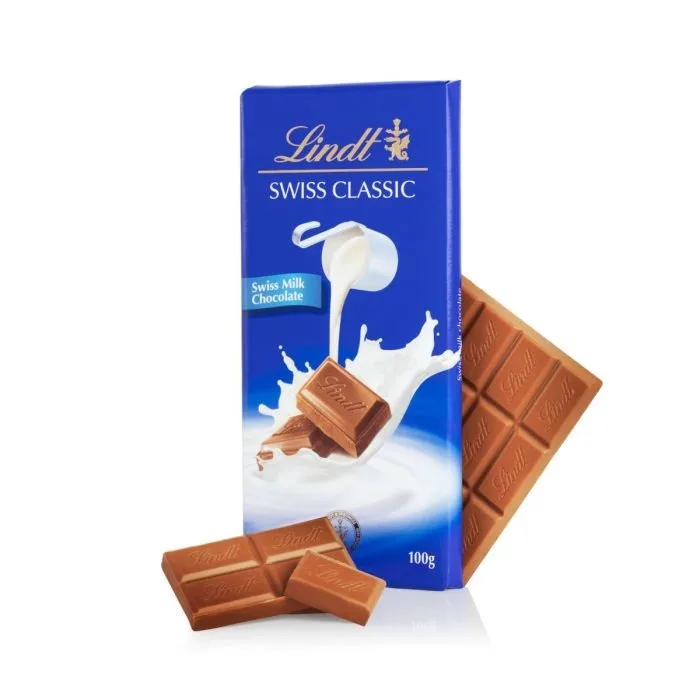 LINDT SWISS CLASSIC CHOCOLATE BARRA 100G AO LEITE