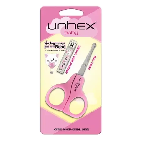MERHEJE TESOURA P/UNHA INFANTIL +CORTADOR ROSA