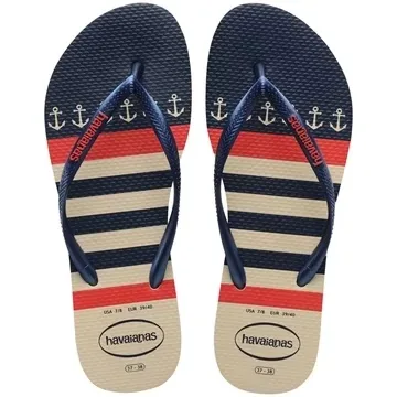 HAVAIANAS SLIM NAUTICAL 33/34 BG PALHA/MAR
