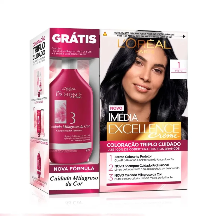 LOREAL COLOR IMEDIA KIT PRETO 001  + COND INT