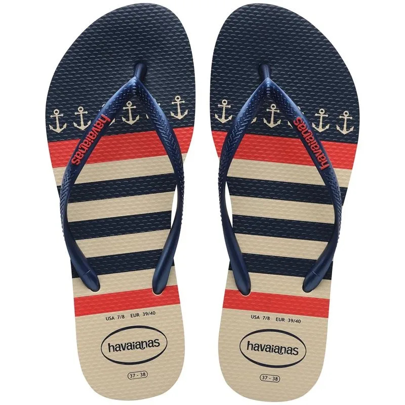 HAVAIANAS SLIM NAUTICAL 39/40 BG PALHA/MAR