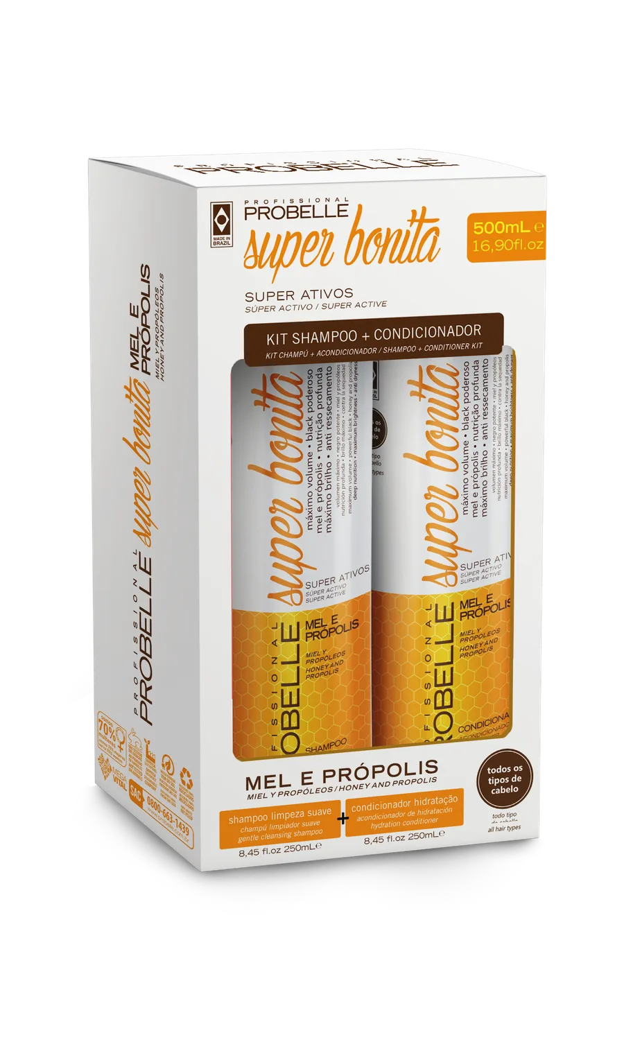 PROBELLE KIT SH+COND 500ML MEL E PROPOLIS