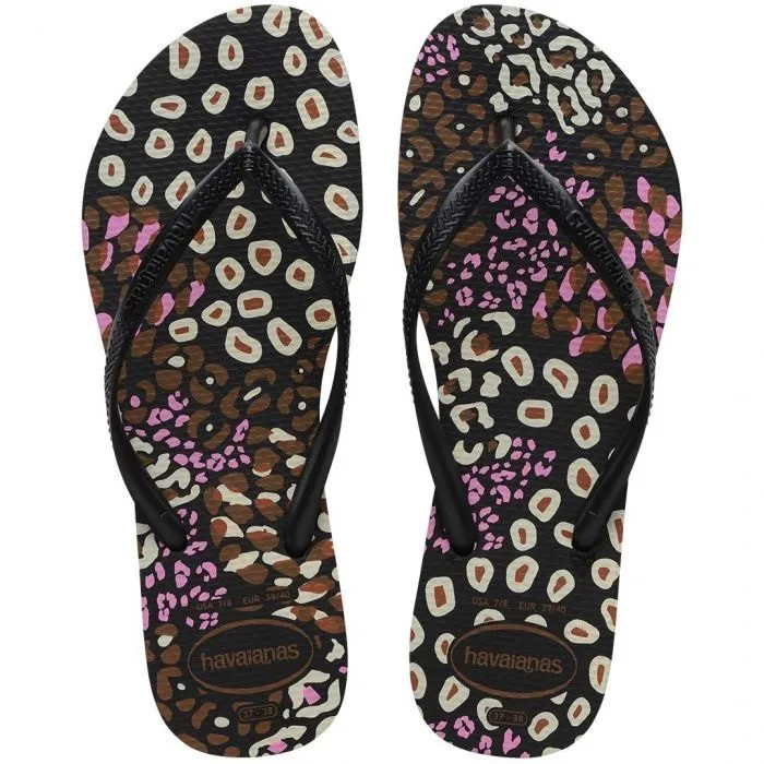HAVAIANAS SLIM ANIMALS 33/34 PRETO PINK