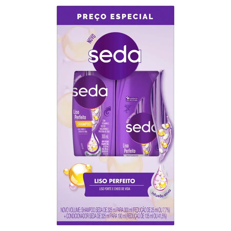 SEDA KIT SH 300ML+COND 190ML LISO PERFEITO