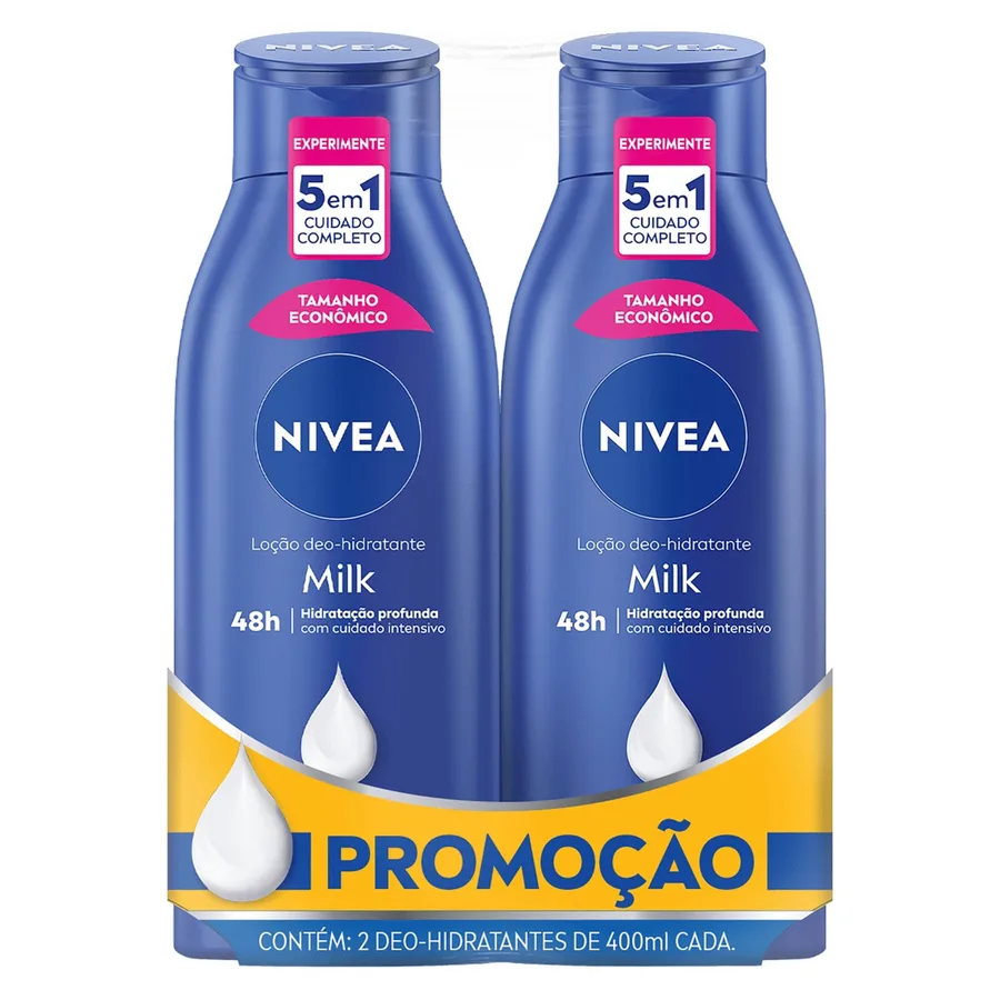 NIVEA HID 400ML MILK PELE SECA C/2UN