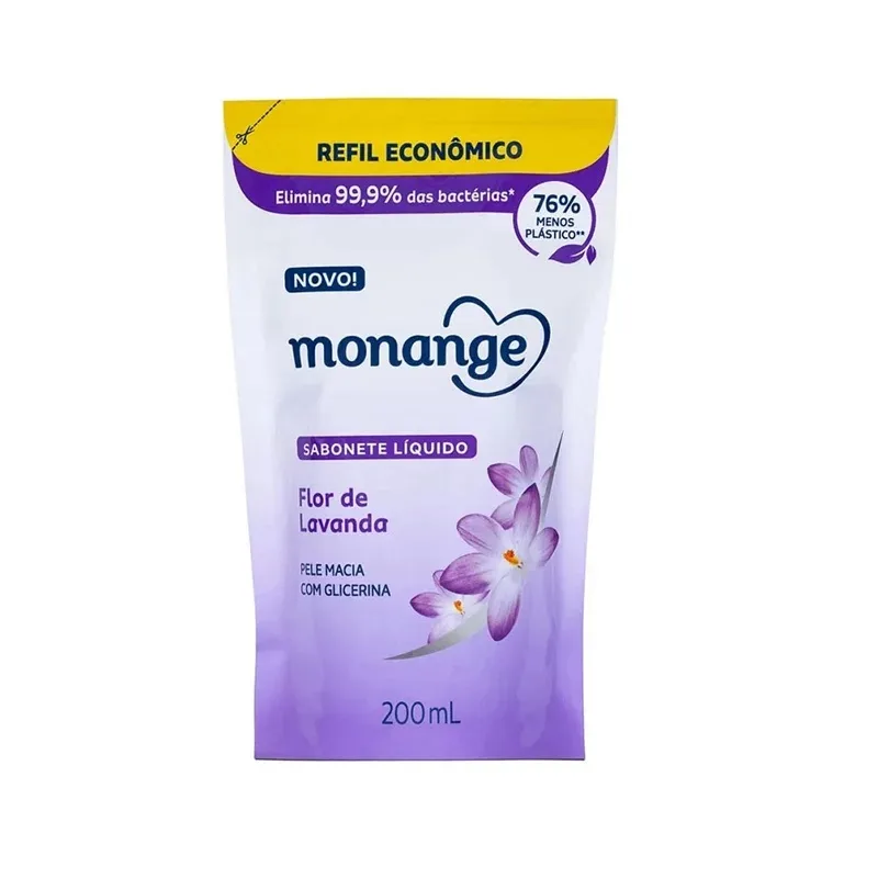 MONANGE SABONETE LIQ 200ML FLOR LAVANDA REFIL