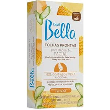 Depil Bella Folhas Prontas para Depilação Facial Mel e Aloe 16 Folhas
